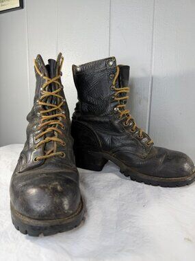 Vintage Herman Santa Rosa Logger Leather Boots Lace up Womens sz 5 USA